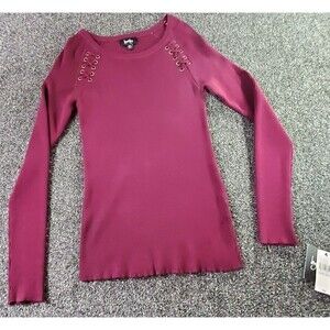 Bixby Sweater Women's XXL Maroon Red Long Sleeve Waffle Metal Eyelet Detail NWT